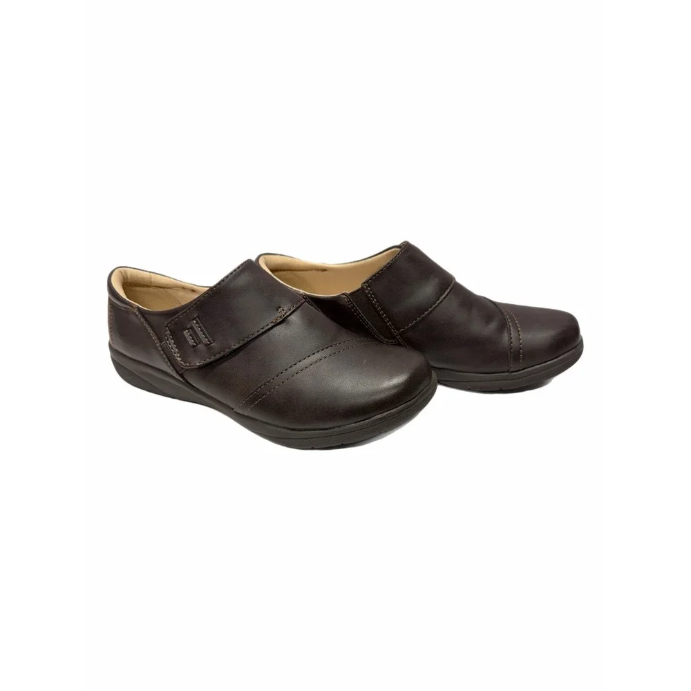 Kim Rogers Womens Ultra Comfort Dark Brown Leather Slip On Loafers Size 8.5M